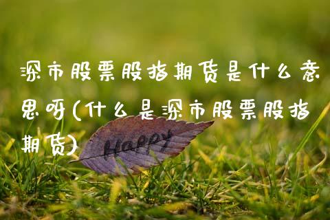 深市股票股指期货是什么意思呀(什么是深市股票股指期货) (https://www.njaxzs.com/) 原油期货 第1张