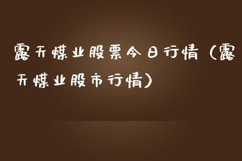 露天煤业股票今日行情（露天煤业股市行情） (https://www.njaxzs.com/) 期货直播间 第1张
