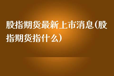 股指期货最新上市消息(股指期货指什么) (https://www.njaxzs.com/) 期货开户 第1张