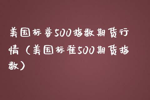 美国标普500指数期货行情（美国标准500期货指数） (https://www.njaxzs.com/) 内盘期货 第1张
