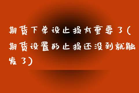 期货下单设止损太重要了(期货设置的止损还没到就触发了) (https://www.njaxzs.com/) 原油期货 第1张