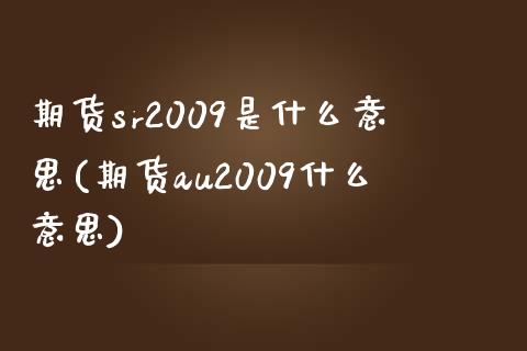 期货sr2009是什么意思(期货au2009什么意思) (https://www.njaxzs.com/) 期货行情 第1张