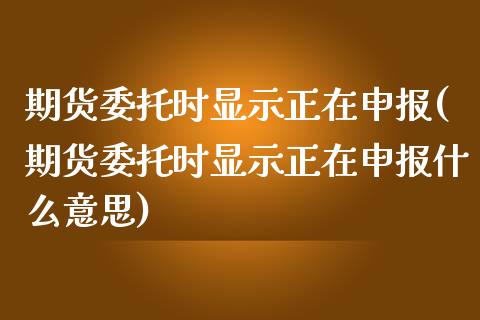 期货委托时显示正在申报(期货委托时显示正在申报什么意思) (https://www.njaxzs.com/) 期货行情 第1张