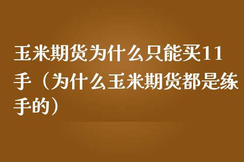 玉米期货为什么只能买11手（为什么玉米期货都是练手的） (https://www.njaxzs.com/) 内盘期货 第1张