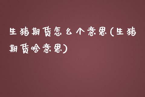 生猪期货怎么个意思(生猪期货啥意思) (https://www.njaxzs.com/) 期货直播间 第1张