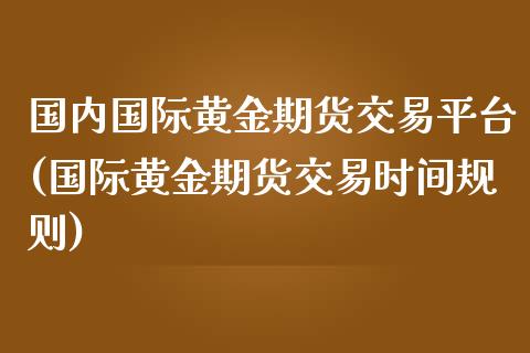 国内国际黄金期货交易平台(国际黄金期货交易时间规则) (https://www.njaxzs.com/) 期货投资 第1张