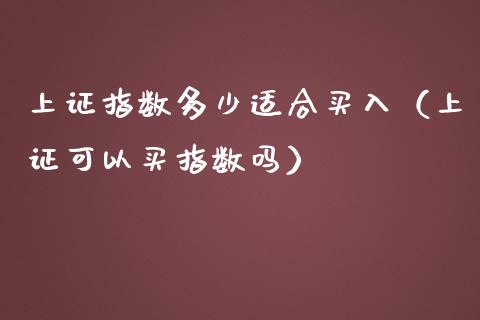 上证指数多少适合买入（上证可以买指数吗） (https://www.njaxzs.com/) 期货直播间 第1张