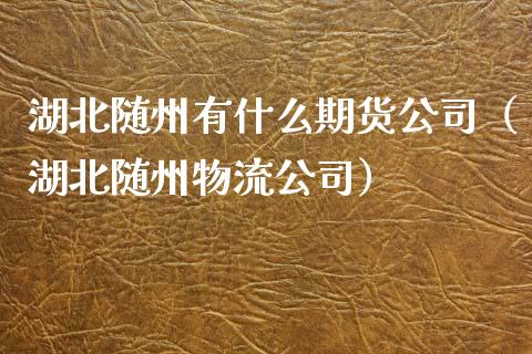 湖北随州有什么期货公司（湖北随州物流公司） (https://www.njaxzs.com/) 期货直播间 第1张