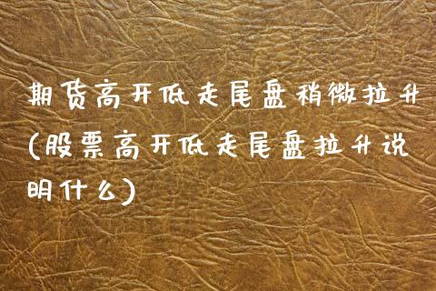 期货高开低走尾盘稍微拉升(股票高开低走尾盘拉升说明什么) (https://www.njaxzs.com/) 期货投资 第1张