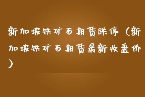 新加坡铁矿石期货跌停（新加坡铁矿石期货最新收盘价） (https://www.njaxzs.com/) 黄金期货 第1张