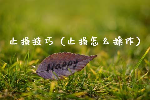 止损技巧（止损怎么操作） (https://www.njaxzs.com/) 期货行情 第1张