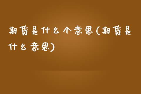 期货是什么个意思(期货是什么意思) (https://www.njaxzs.com/) 原油期货 第1张