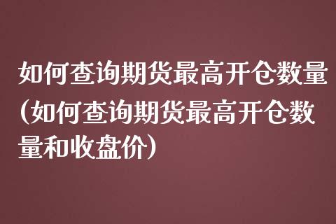 如何查询期货最高开仓数量(如何查询期货最高开仓数量和收盘价) (https://www.njaxzs.com/) 期货投资 第1张