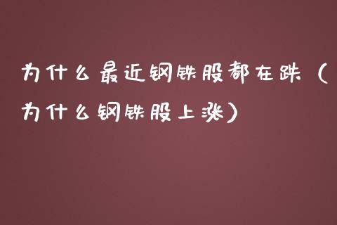 为什么最近钢铁股都在跌（为什么钢铁股上涨） (https://www.njaxzs.com/) 期货直播间 第1张