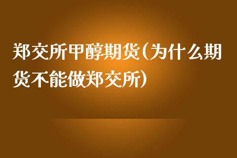 郑交所甲醇期货(为什么期货不能做郑交所) (https://www.njaxzs.com/) 期货开户 第1张