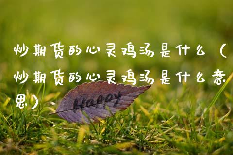 炒期货的心灵鸡汤是什么(炒期货的心灵鸡汤是什么意思) 期货直播间 第1张-爱新财经 炒期货的心灵鸡汤是什么(炒期货的心灵鸡汤是什么意思) (https://www.njaxzs.com/) 期货直播间 第1张