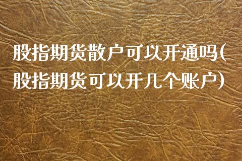 股指期货散户可以开通吗(股指期货可以开几个账户) (https://www.njaxzs.com/) 期货开户 第1张