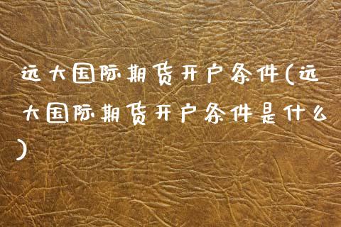 远大国际期货开户条件(远大国际期货开户条件是什么) (https://www.njaxzs.com/) 期货直播间 第1张
