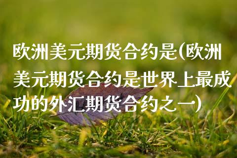 欧洲美元期货合约是(欧洲美元期货合约是世界上最成功的外汇期货合约之一) (https://www.njaxzs.com/) 期货直播间 第1张