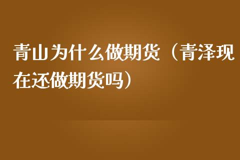 青山为什么做期货（青泽现在还做期货吗） (https://www.njaxzs.com/) 内盘期货 第1张