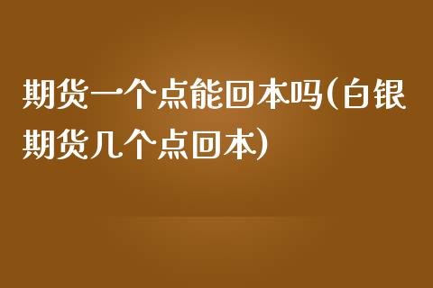 期货一个点能回本吗(白银期货几个点回本) (https://www.njaxzs.com/) 期货开户 第1张