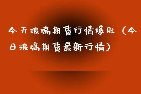 今天玻璃期货行情爆肚（今日玻璃期货最新行情） (https://www.njaxzs.com/) 内盘期货 第1张