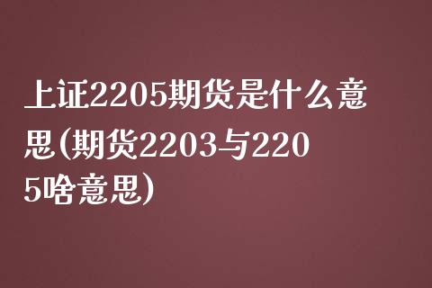 上证2205期货是什么意思(期货2203与2205啥意思) (https://www.njaxzs.com/) 期货投资 第1张