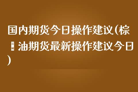 国内期货今日操作建议(棕榈油期货最新操作建议今日) (https://www.njaxzs.com/) 期货投资 第1张