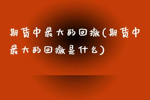期货中最大的回撤(期货中最大的回撤是什么) (https://www.njaxzs.com/) 期货直播间 第1张