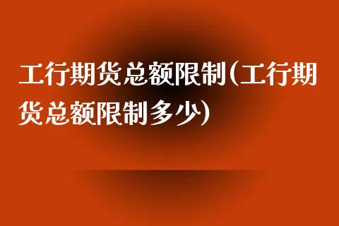 工行期货总额限制(工行期货总额限制多少) (https://www.njaxzs.com/) 期货行情 第1张
