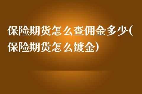 保险期货怎么查佣金多少(保险期货怎么镀金) (https://www.njaxzs.com/) 期货投资 第1张