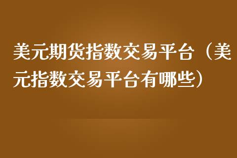 美元期货指数交易平台（美元指数交易平台有哪些） (https://www.njaxzs.com/) 内盘期货 第1张