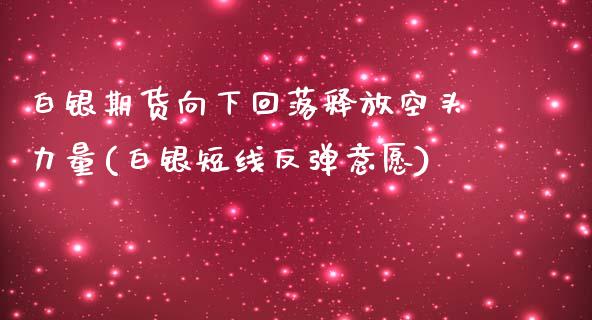 白银期货向下回落释放空头力量(白银短线反弹意愿) (https://www.njaxzs.com/) 期货投资 第1张