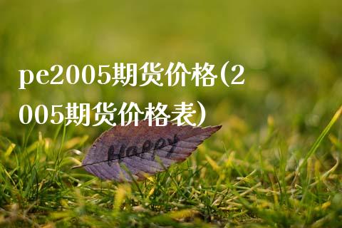 pe2005期货价格(2005期货价格表) (https://www.njaxzs.com/) 内盘期货 第1张