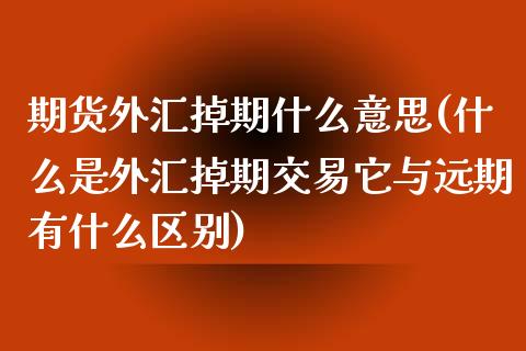 期货外汇掉期什么意思(什么是外汇掉期交易它与远期有什么区别) (https://www.njaxzs.com/) 黄金期货 第1张
