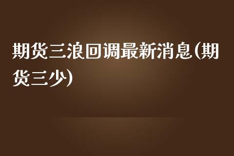 期货三浪回调最新消息(期货三少) (https://www.njaxzs.com/) 期货开户 第1张