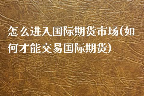 怎么进入国际期货市场(如何才能交易国际期货) (https://www.njaxzs.com/) 内盘期货 第1张