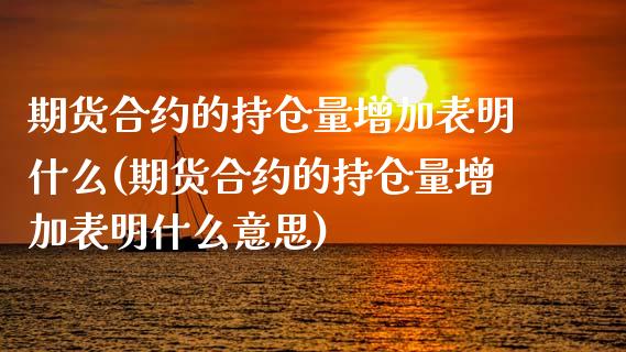 期货合约的持仓量增加表明什么(期货合约的持仓量增加表明什么意思) (https://www.njaxzs.com/) 期货行情 第1张