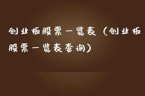 创业板股票一览表（创业板股票一览表查询） (https://www.njaxzs.com/) 内盘期货 第1张