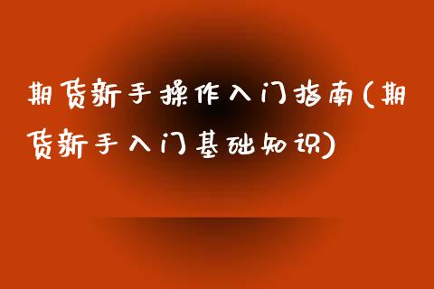 期货新手操作入门指南(期货新手入门基础知识) (https://www.njaxzs.com/) 黄金期货 第1张