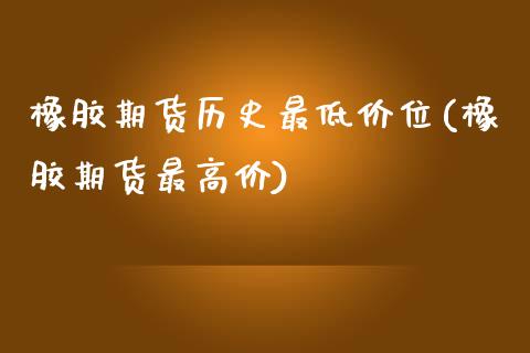 橡胶期货历史最低价位(橡胶期货最高价) (https://www.njaxzs.com/) 黄金期货 第1张
