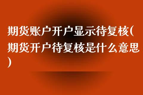 期货账户开户显示待复核(期货开户待复核是什么意思) (https://www.njaxzs.com/) 期货投资 第1张