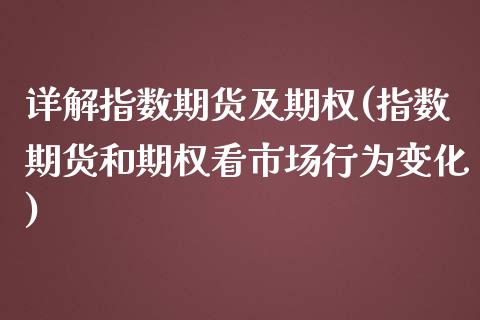 详解指数期货及期权(指数期货和期权看市场行为变化) (https://www.njaxzs.com/) 期货直播间 第1张