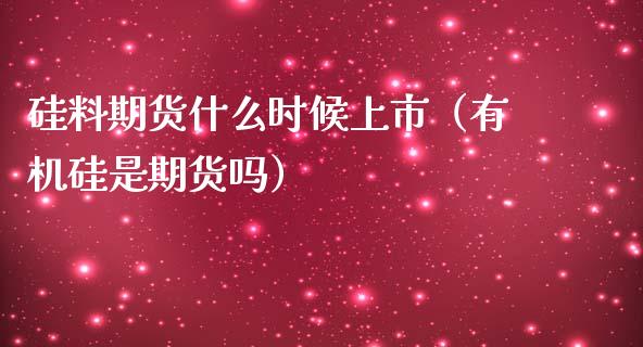 硅料期货什么时候上市（有机硅是期货吗） (https://www.njaxzs.com/) 期货行情 第1张
