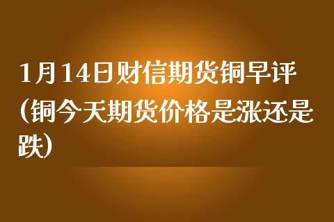 1月14日财信期货铜早评(铜今天期货价格是涨还是跌) (https://www.njaxzs.com/) 黄金期货 第1张