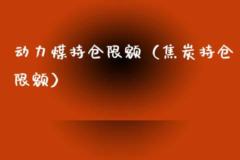 动力煤持仓限额（焦炭持仓限额） (https://www.njaxzs.com/) 期货直播间 第1张