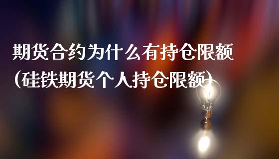 期货合约为什么有持仓限额(硅铁期货个人持仓限额) (https://www.njaxzs.com/) 原油期货 第1张