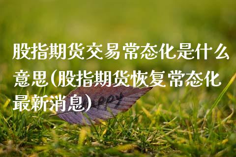 股指期货交易常态化是什么意思(股指期货恢复常态化最新消息) (https://www.njaxzs.com/) 内盘期货 第1张