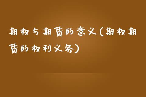 期权与期货的意义(期权期货的权利义务) (https://www.njaxzs.com/) 原油期货 第1张