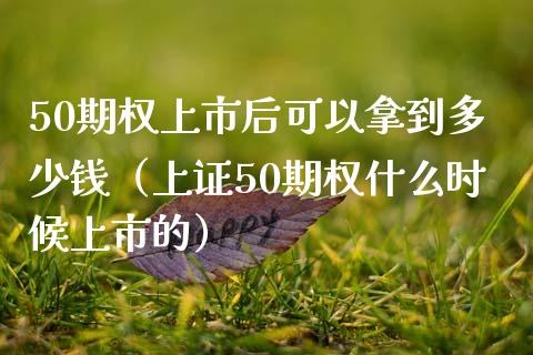 50期权上市后可以拿到多少钱（上证50期权什么时候上市的） (https://www.njaxzs.com/) 期货直播间 第1张